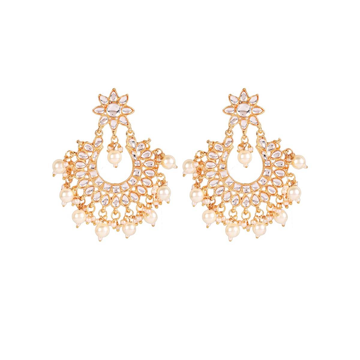 Aatmana Off White Gold Plated Kundan Studded & Beaded Handcrafted Jewellery Set