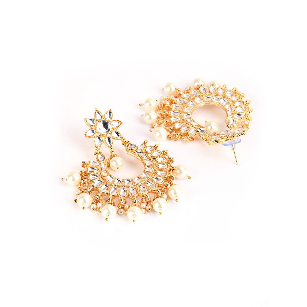 Aatmana Off White Gold Plated Kundan Studded & Beaded Handcrafted Jewellery Set