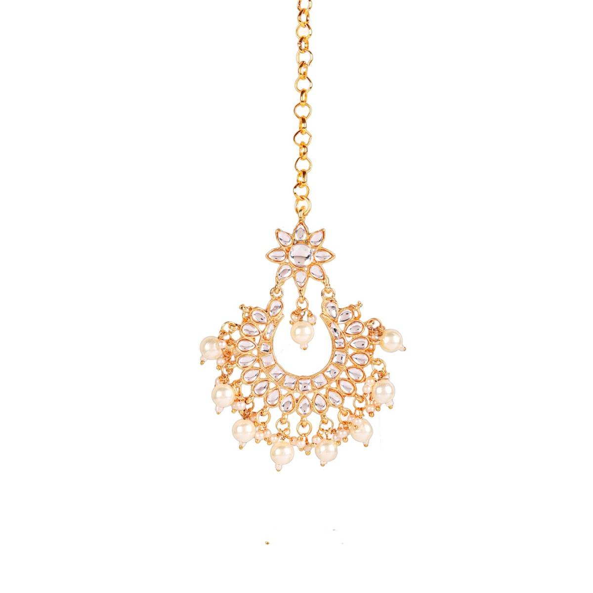 Aatmana Off White Gold Plated Kundan Studded & Beaded Handcrafted Jewellery Set
