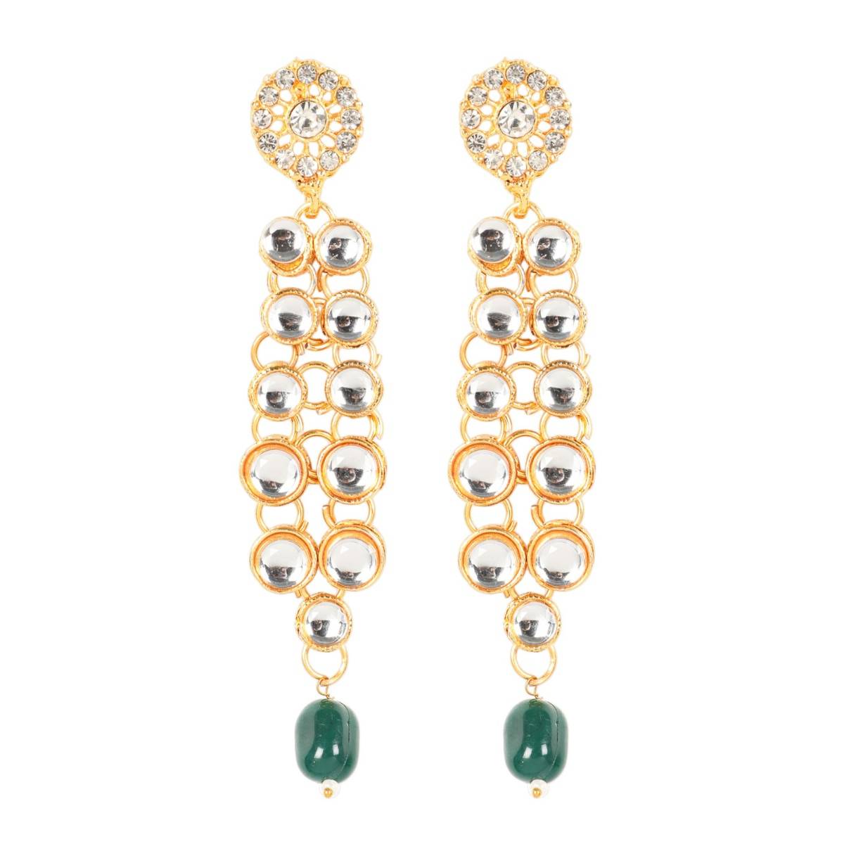 Aatmana Green Gold Plated Bridal Kundan Layered Jewellery Set