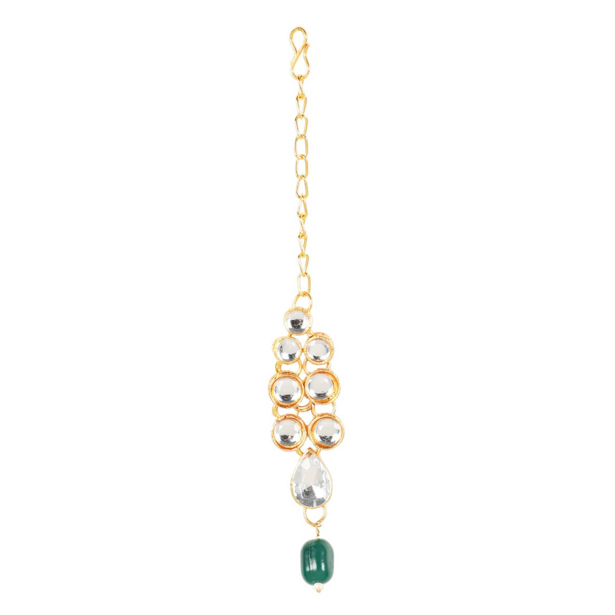 Aatmana Green Gold Plated Bridal Kundan Layered Jewellery Set