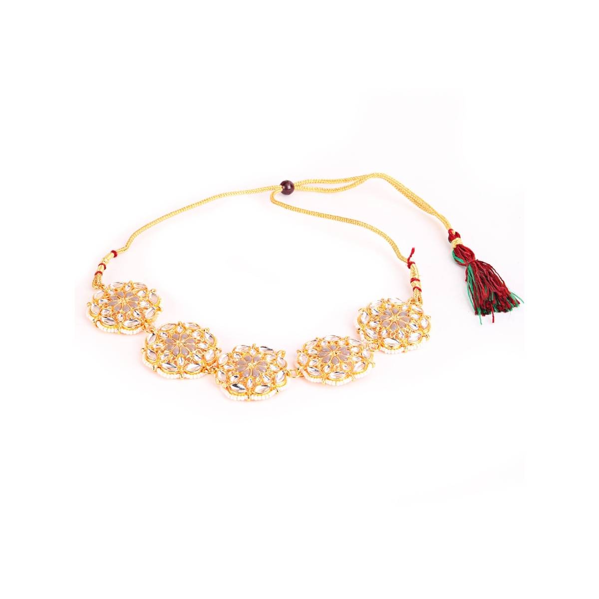 Aatmana Gold Plated Kundan Choker Necklace Earring & Maangtikka Set