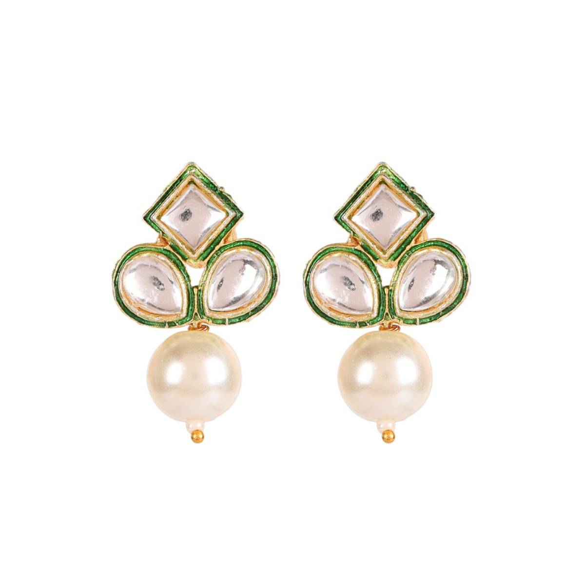 Aatmana Gold Plated Pink & Green Kundan Studded & Beaded Handcrafted Jewellery Set