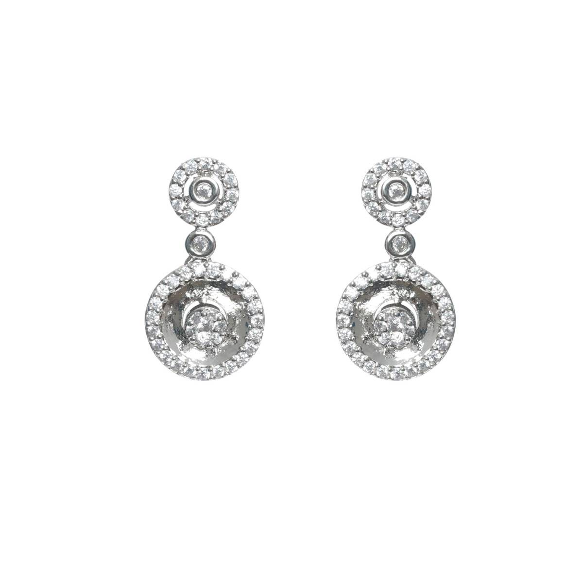 Aatmana Silver Plated American Diamond & Cz Stone Studded Jewellery Set