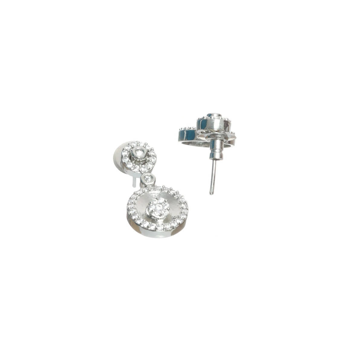 Aatmana Silver Plated American Diamond & Cz Stone Studded Jewellery Set