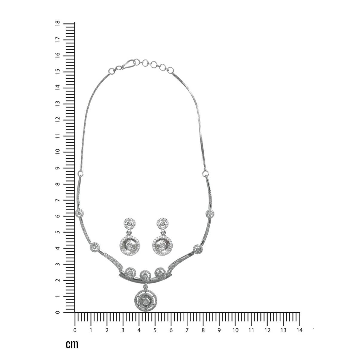 Aatmana Silver Plated American Diamond & Cz Stone Studded Jewellery Set