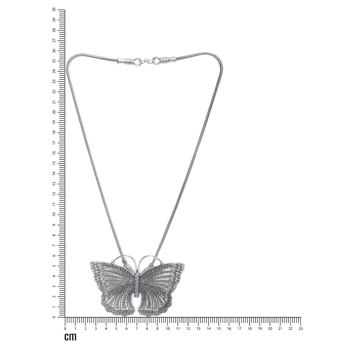 Aatmana Oxidised Silver Plated Butterfly Shaped Pendant with Chain