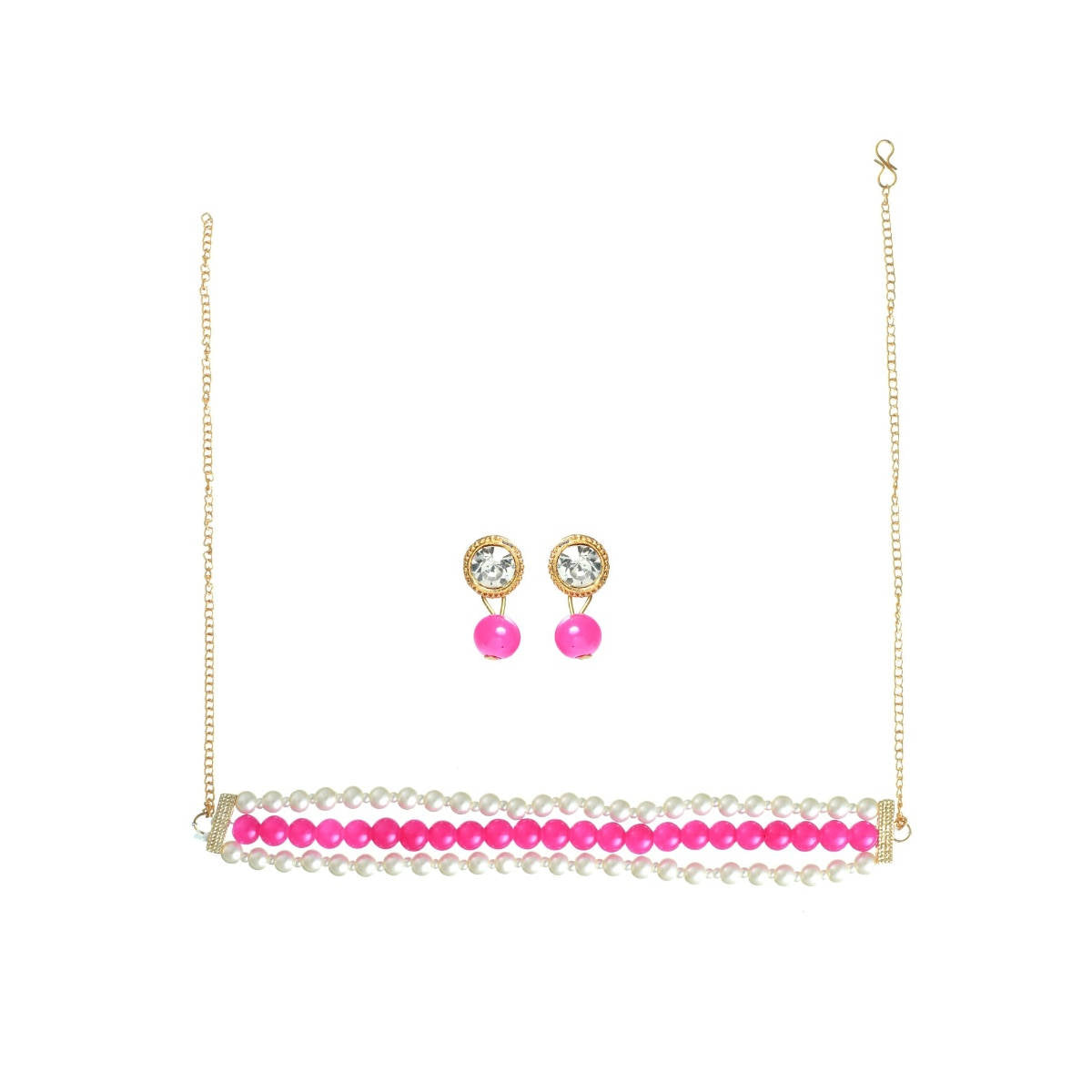 Aatmana Pink Coloured Gold Plated Pearl Necklace Set