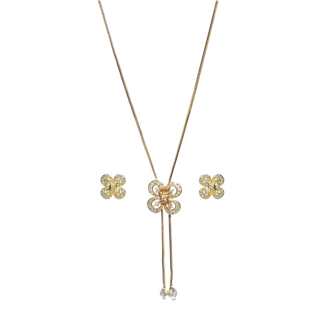 Aatmana Gold Plated Handcrafted Ad Stone Studded Adjustable Jewellery Set