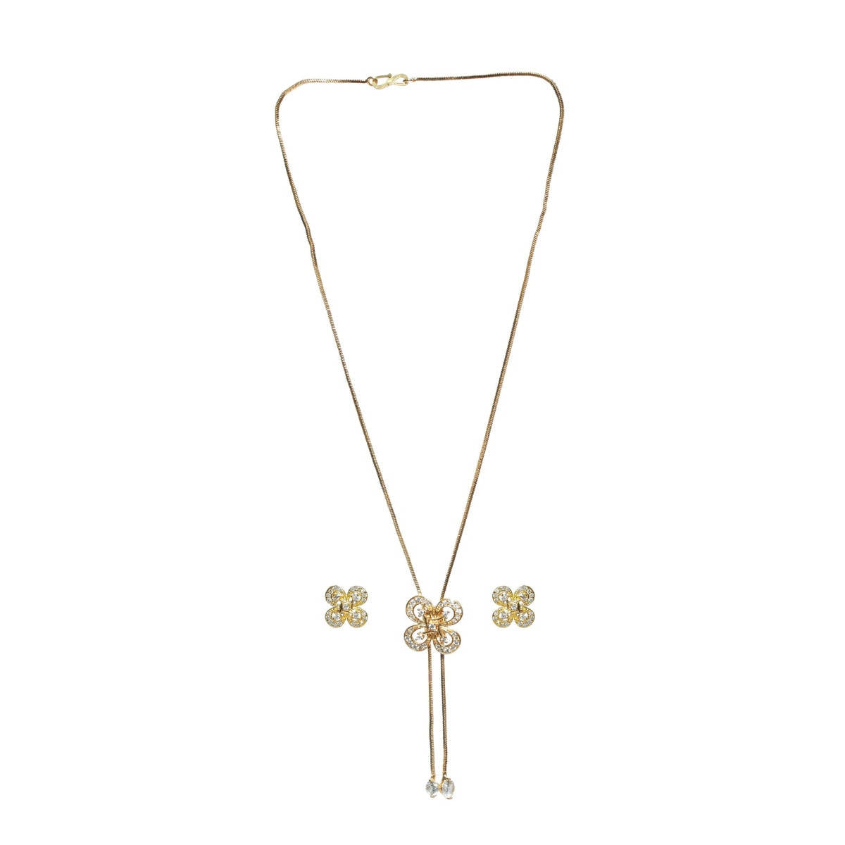 Aatmana Gold Plated Handcrafted Ad Stone Studded Adjustable Jewellery Set
