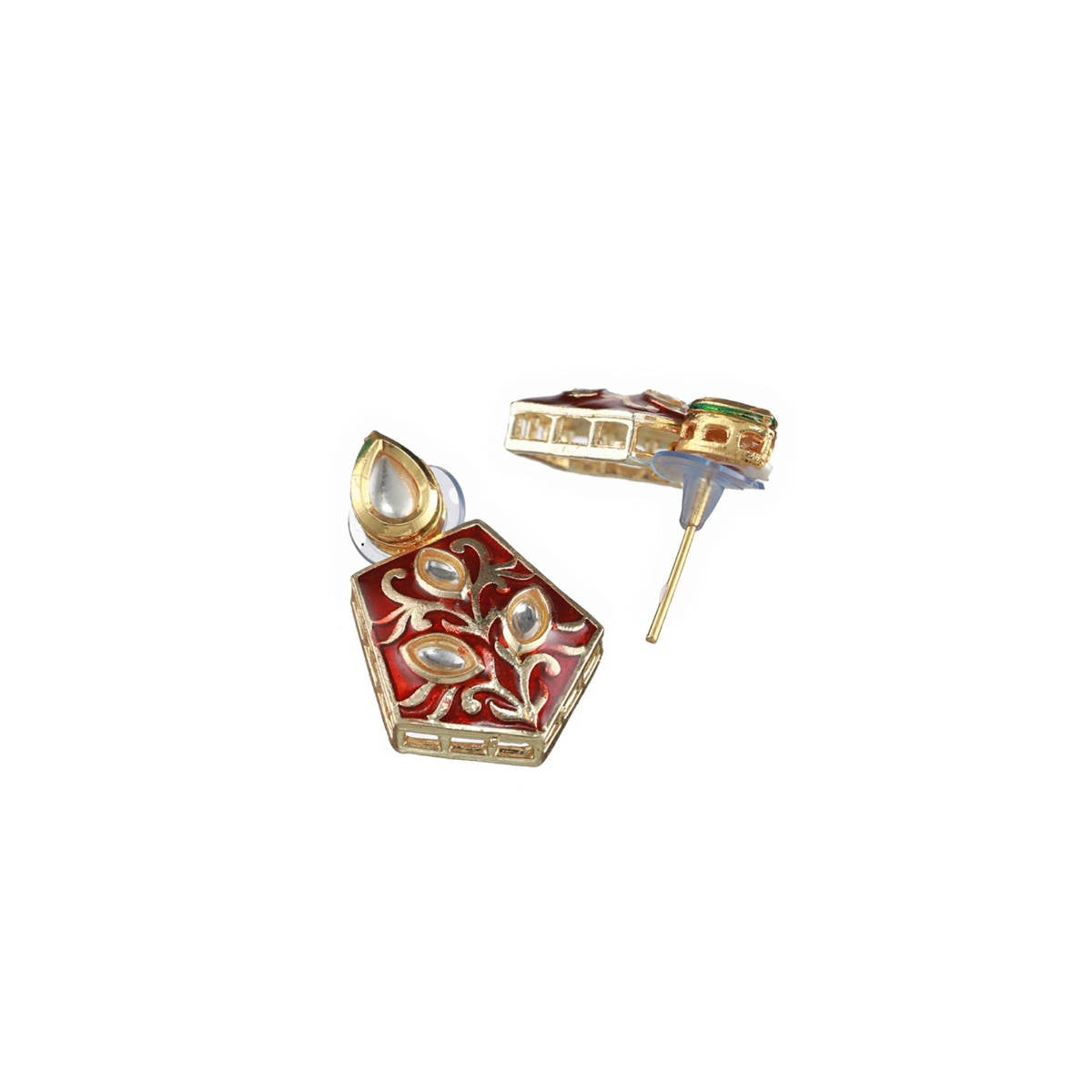 Aatmana Maroon Gold Plated Enamelled & Kundan Studded Handcrafted Jewellery Set