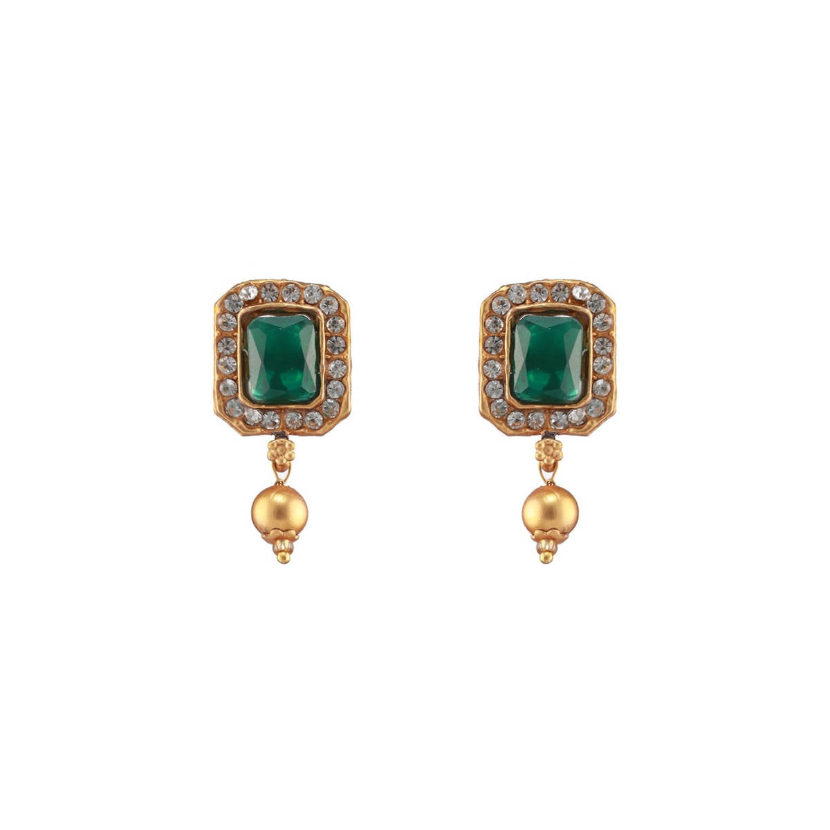 Aatmana Gold Plated Pink & Green Stone Studded Handcrafted Temple Choker Set