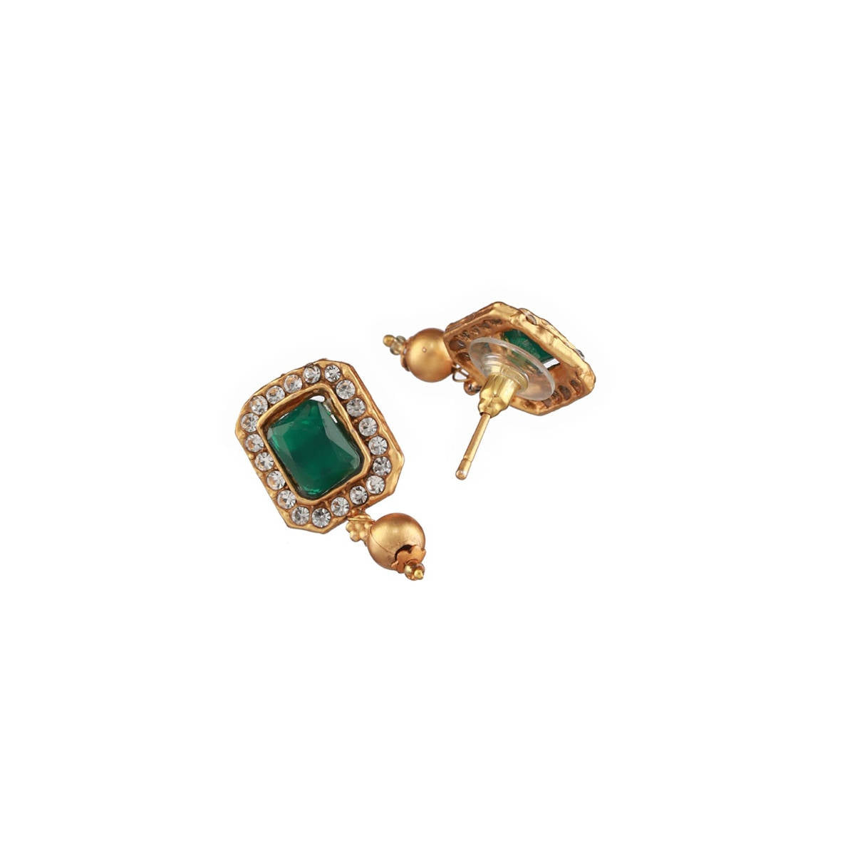 Aatmana Gold Plated Pink & Green Stone Studded Handcrafted Temple Choker Set