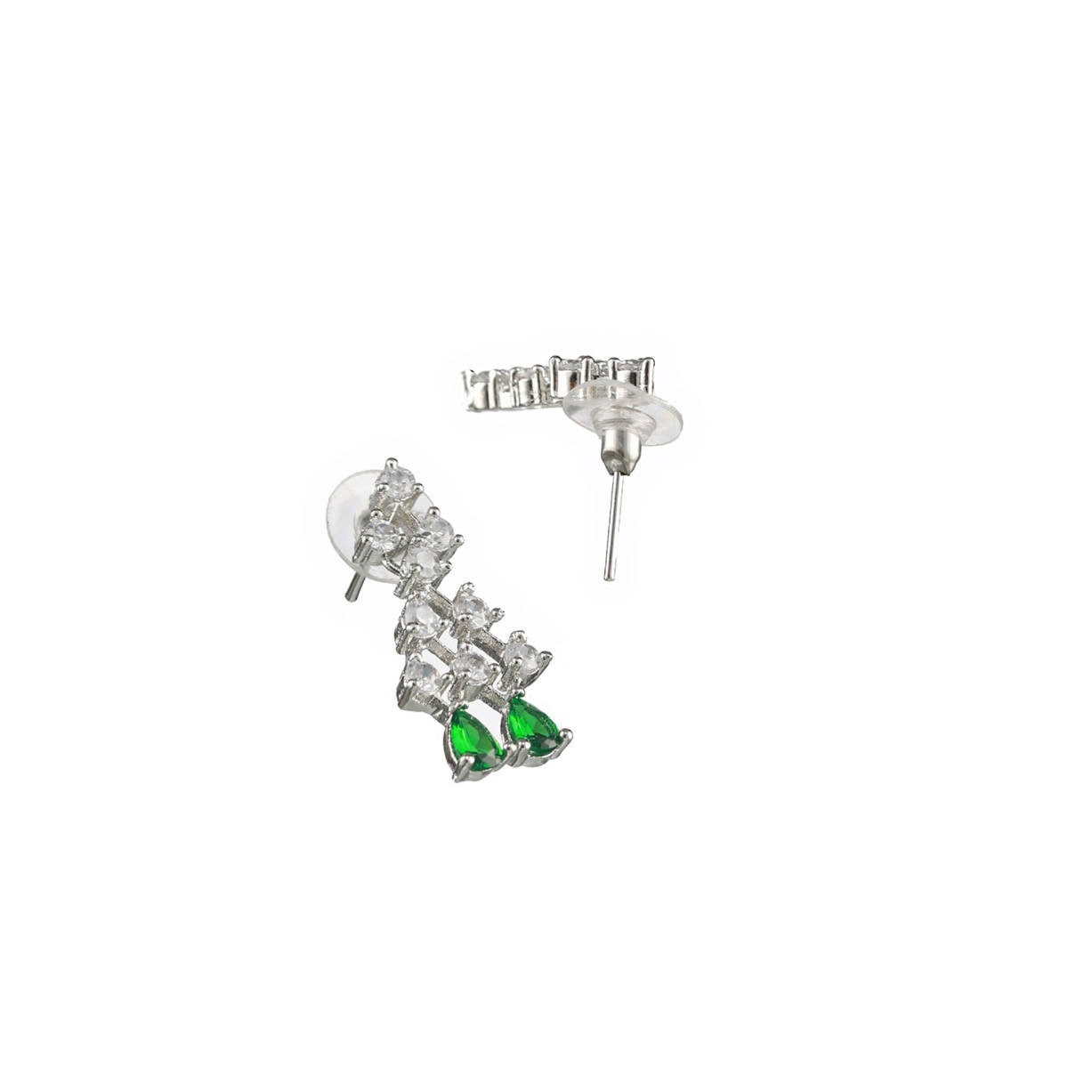 Aatmana Silver Plated Green American Diamond Studded Jewellery Set
