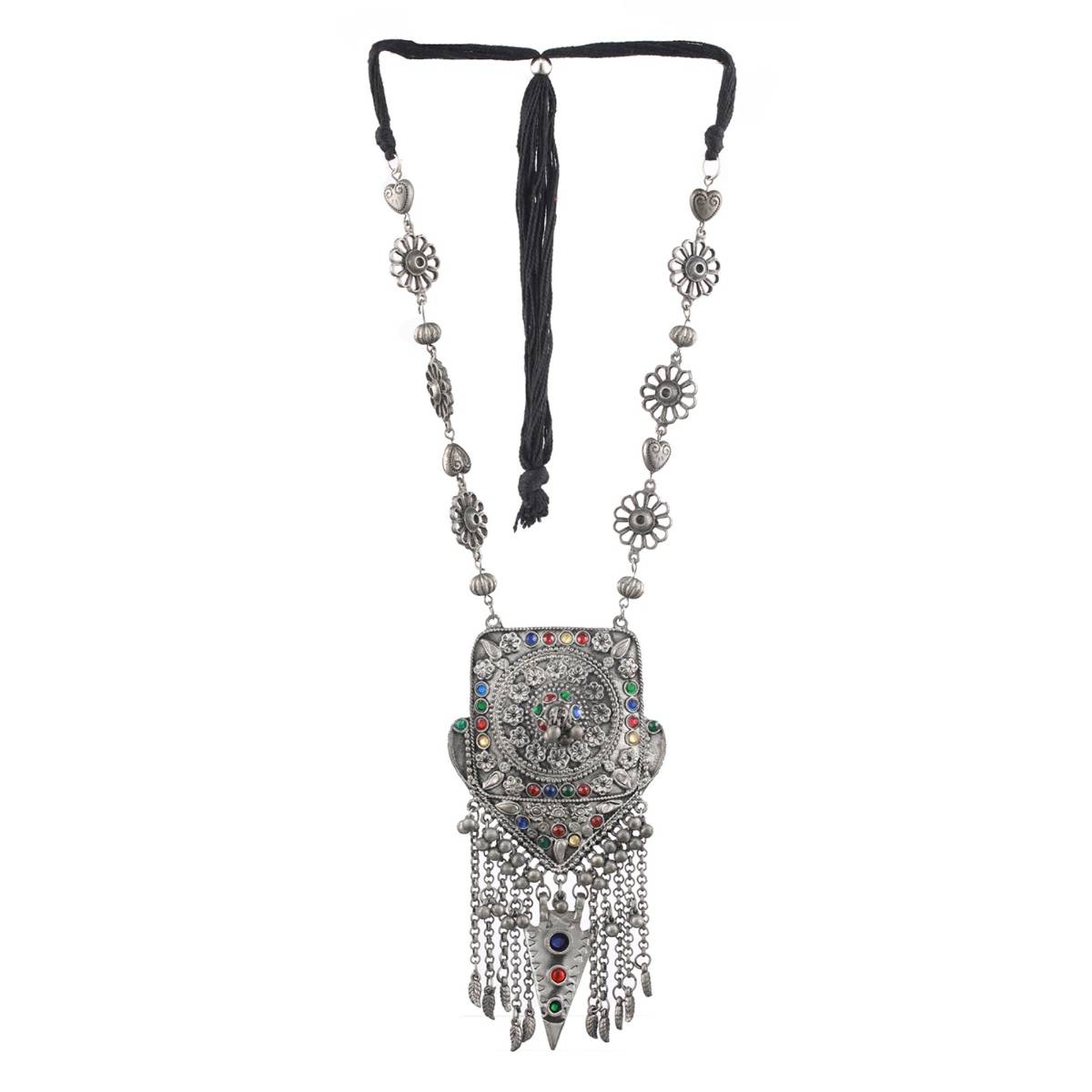 Aatmana Multi-Color Oxidised Silver Plated Handcrafted Afghan Jewellery Set