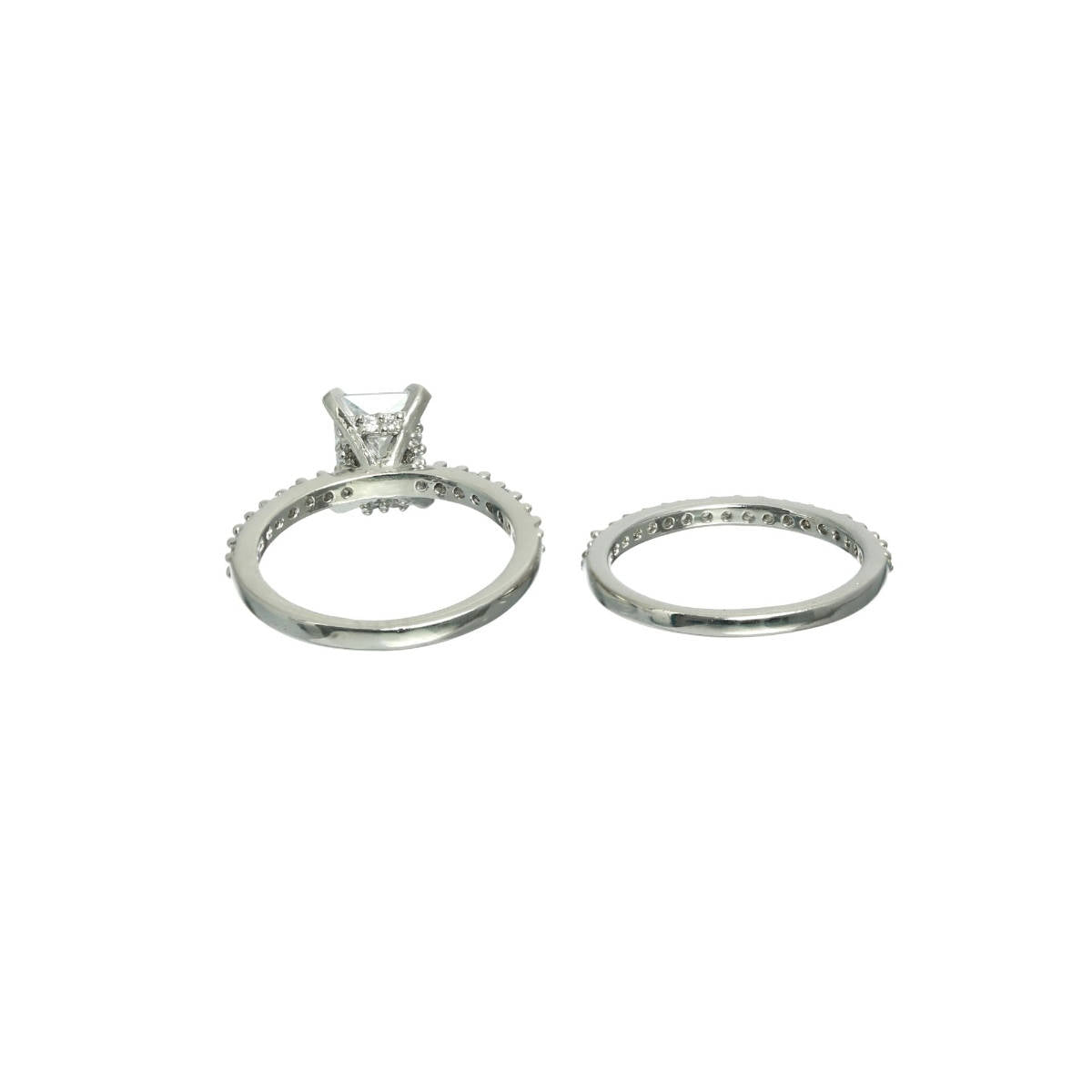 Aatmana Silver Plated Cz Studded Solitaire Stack Rings