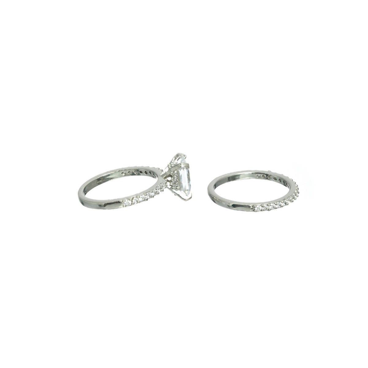 Aatmana Silver Plated Cz Studded Solitaire Stack Rings