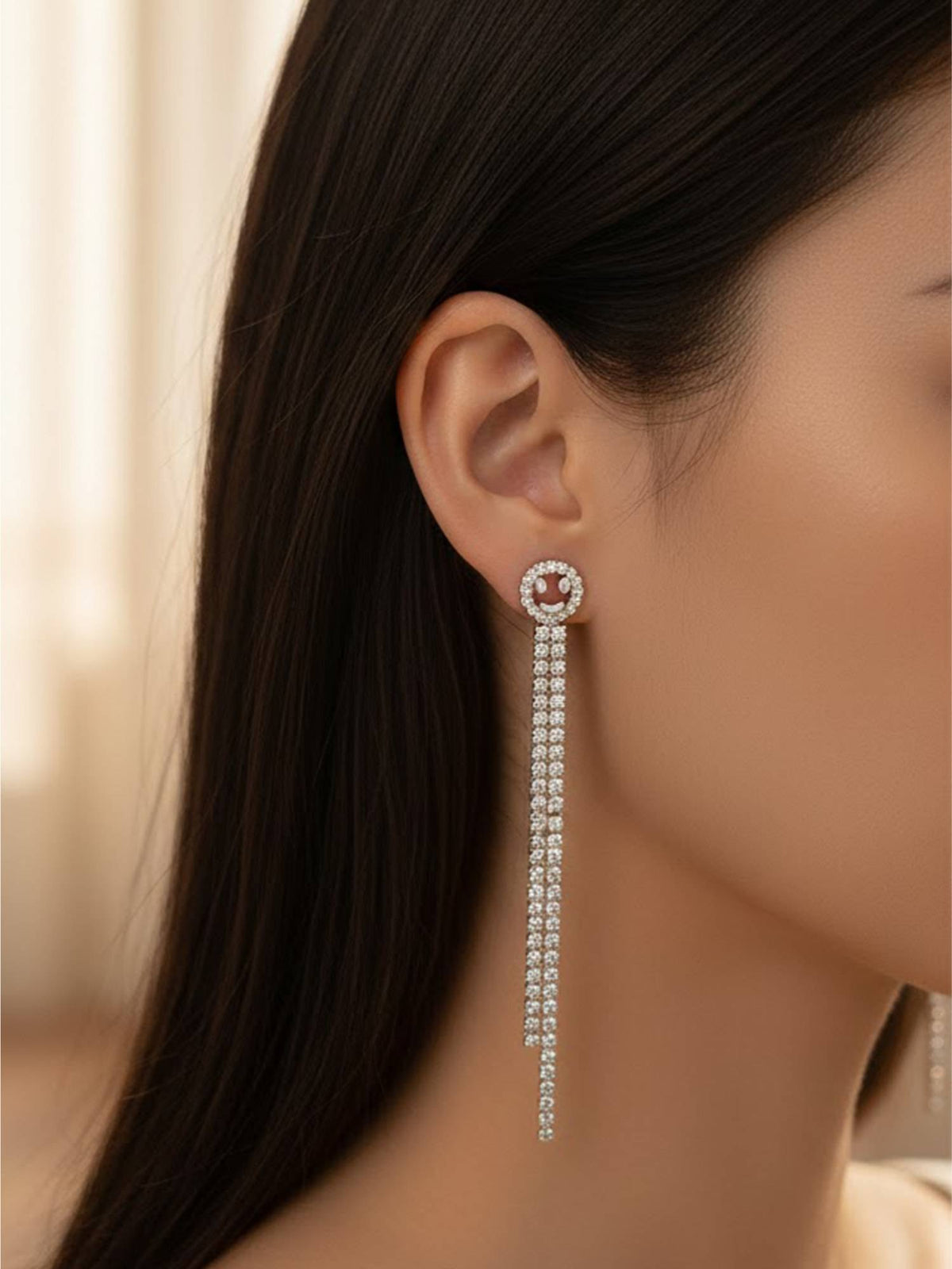 925 SILLER Women Radiant Silver Tiered Tassel Dangler Earrings