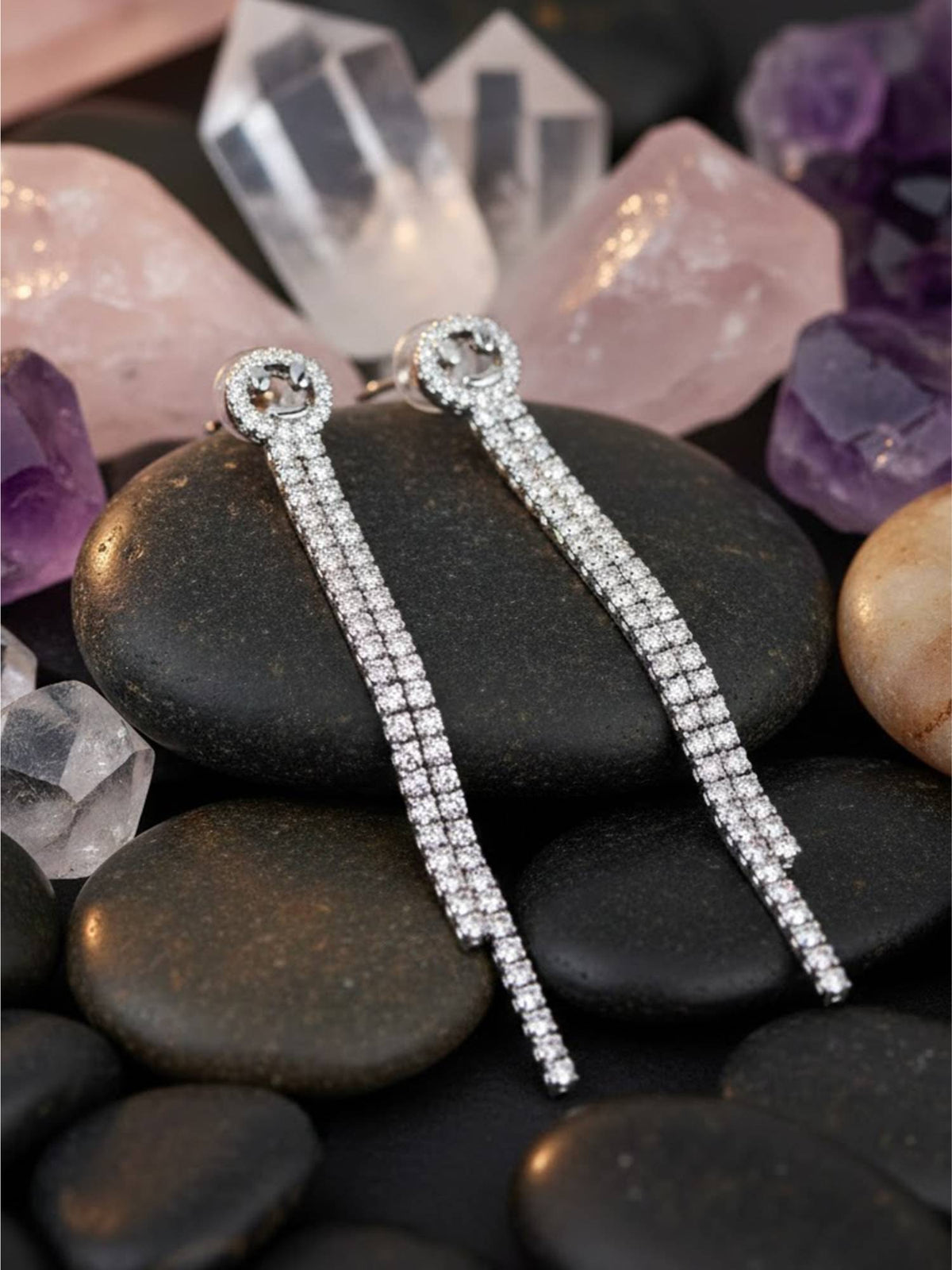 925 SILLER Women Radiant Silver Tiered Tassel Dangler Earrings