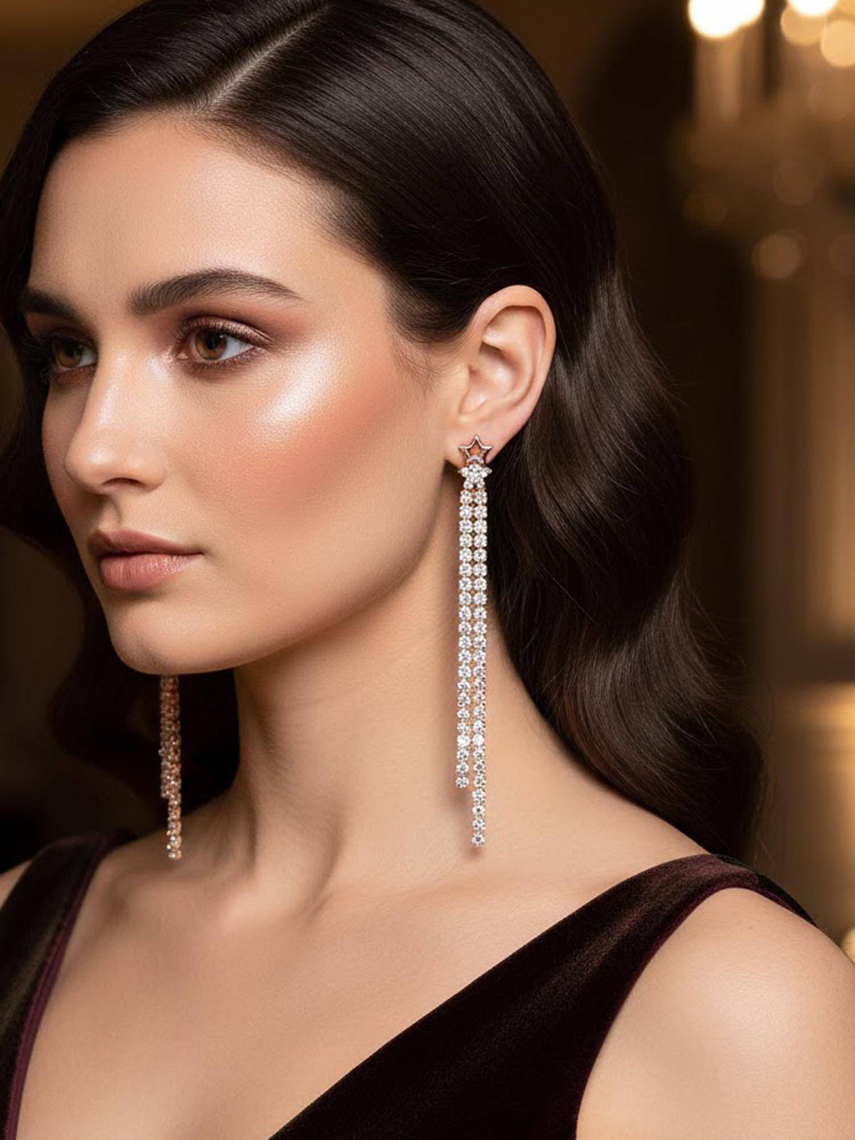 925 SILLER Women The Starlight Cascade Drop Earrings