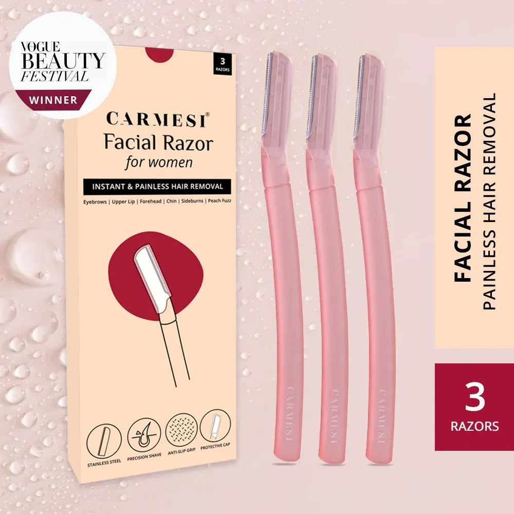 Carmesi - Facial Razor For Women - Instant & Painless Hair Removal (Eyebrows,Upper Lip,Forehead,Chin,Sideburns,Peach Fuzz)