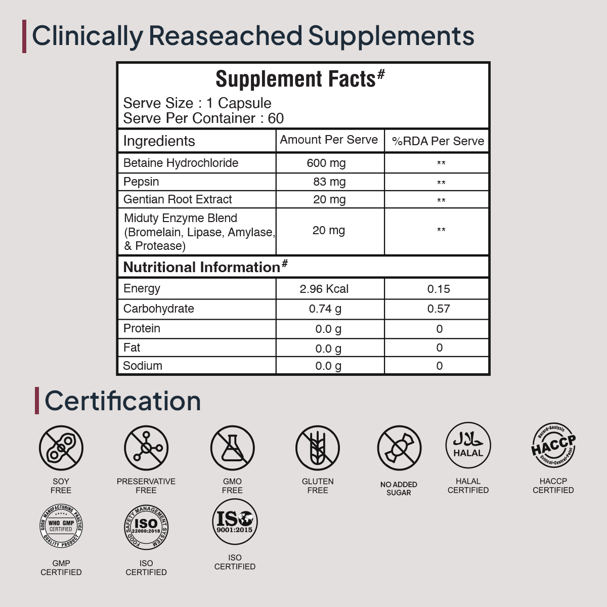 Miduty Betaine HCL + Pepsin