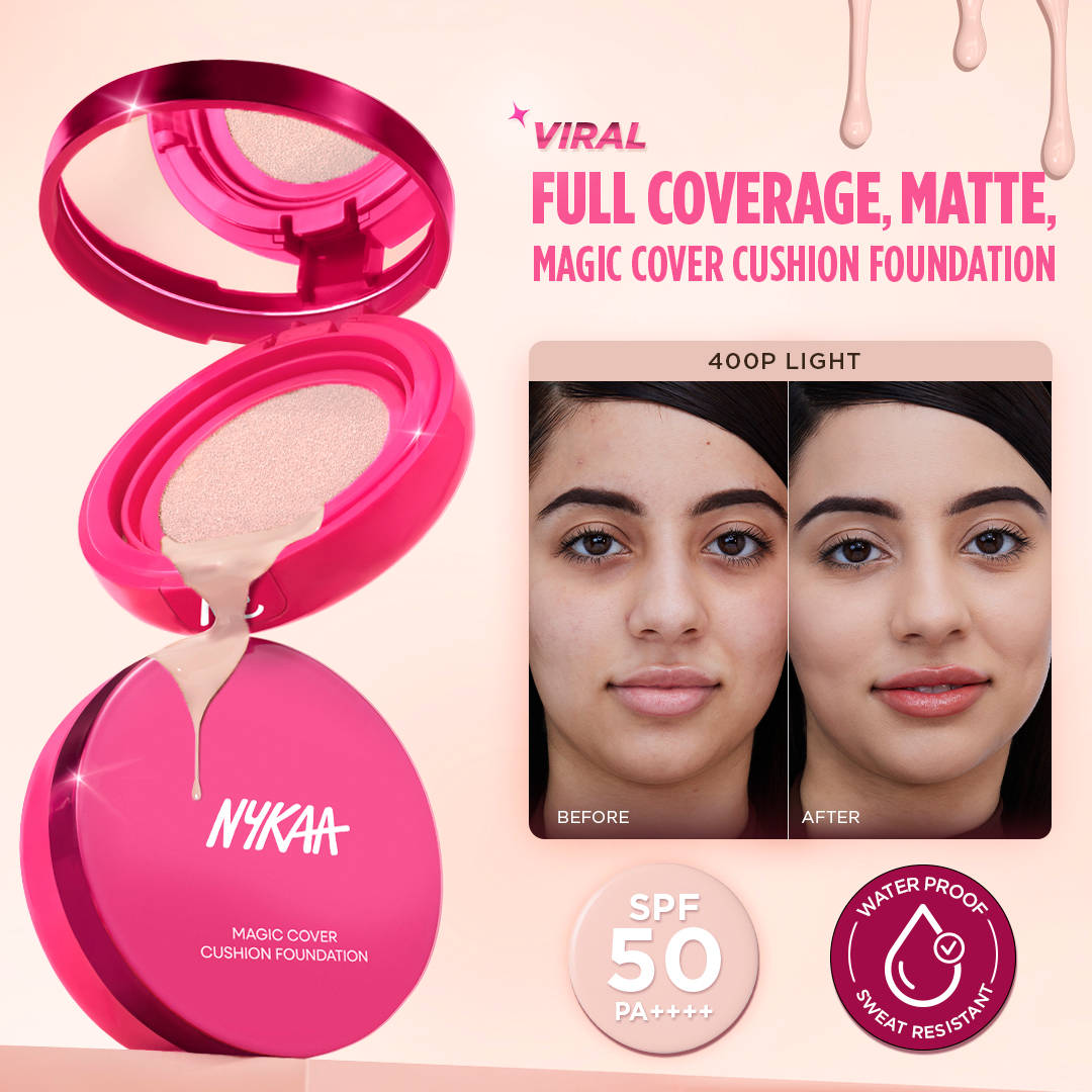 Nykaa Cosmetics Magic Cover Full Coverage Matte Cushion Foundation with SPF 50 PA++++