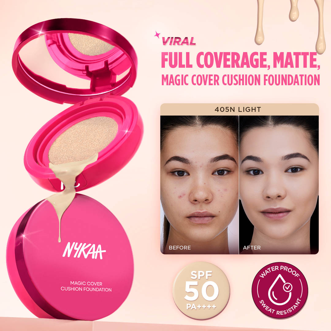 Nykaa Cosmetics Magic Cover Full Coverage Matte Cushion Foundation with SPF 50 PA++++