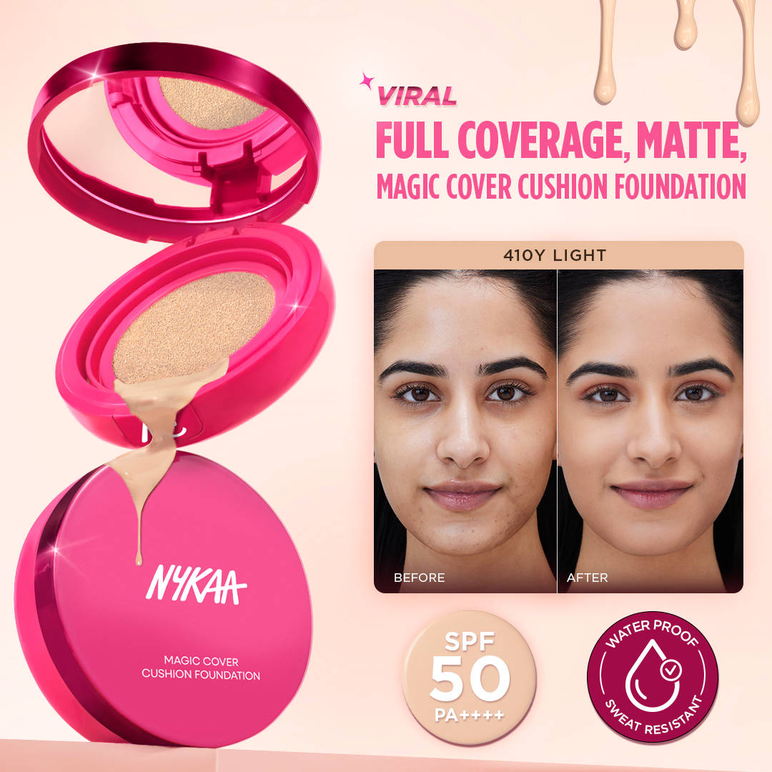 Nykaa Cosmetics Magic Cover Full Coverage Matte Cushion Foundation with SPF 50 PA++++