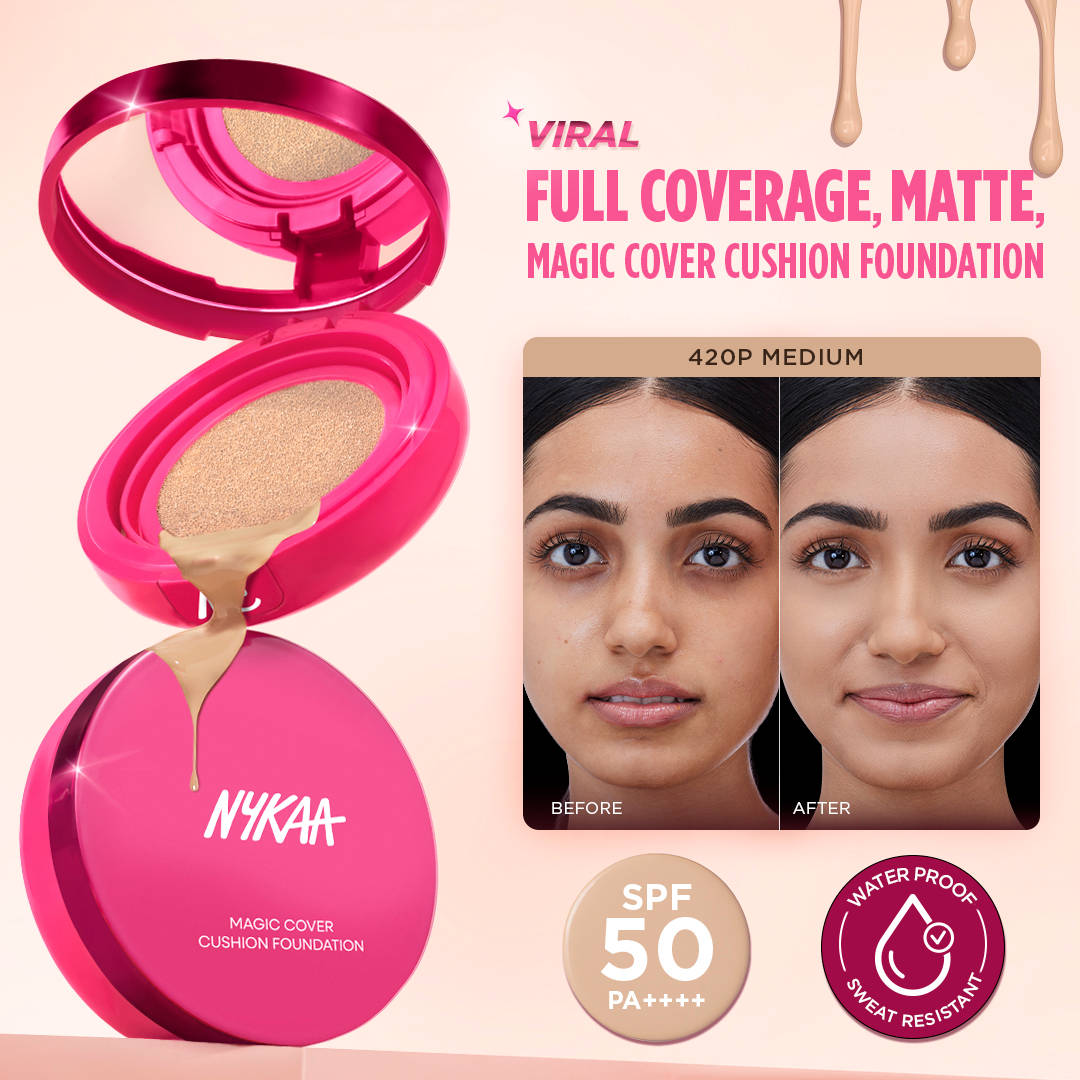 Nykaa Cosmetics Magic Cover Full Coverage Matte Cushion Foundation with SPF 50 PA++++