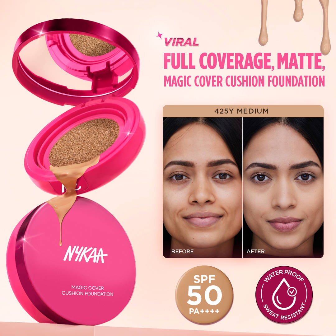 Nykaa Cosmetics Magic Cover Full Coverage Matte Cushion Foundation with SPF 50 PA++++