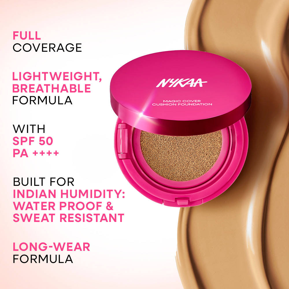 Nykaa Cosmetics Magic Cover Full Coverage Matte Cushion Foundation with SPF 50 PA++++