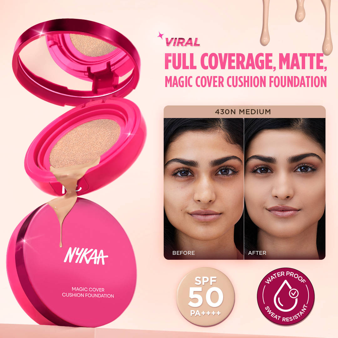 Nykaa Cosmetics Magic Cover Full Coverage Matte Cushion Foundation with SPF 50 PA++++