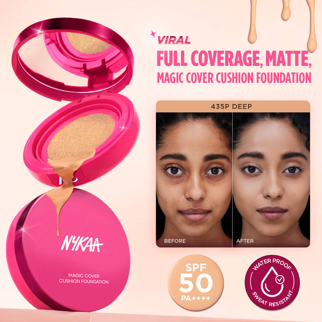 Nykaa Cosmetics Magic Cover Full Coverage Matte Cushion Foundation with SPF 50 PA++++