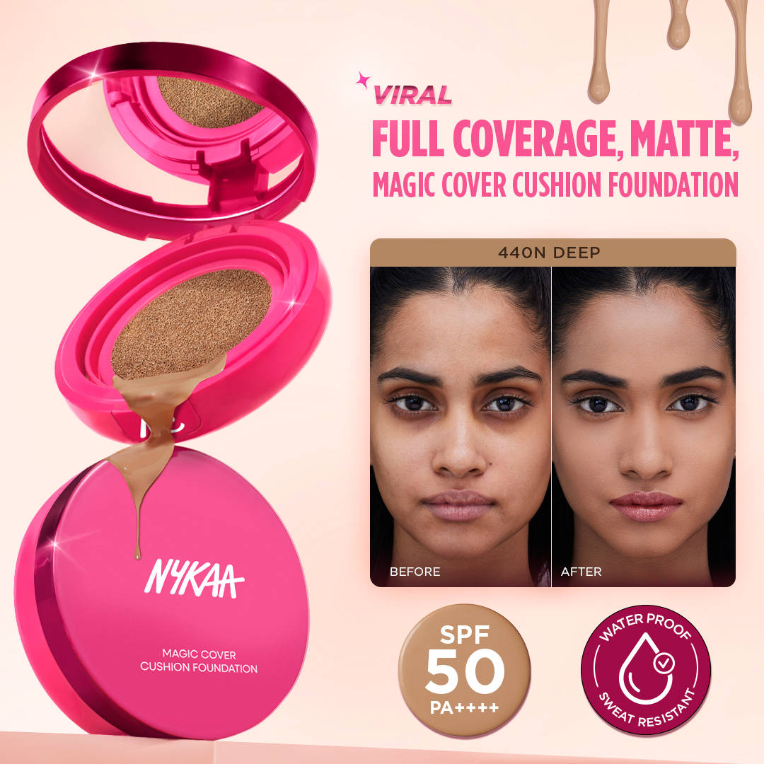 Nykaa Cosmetics Magic Cover Full Coverage Matte Cushion Foundation with SPF 50 PA++++