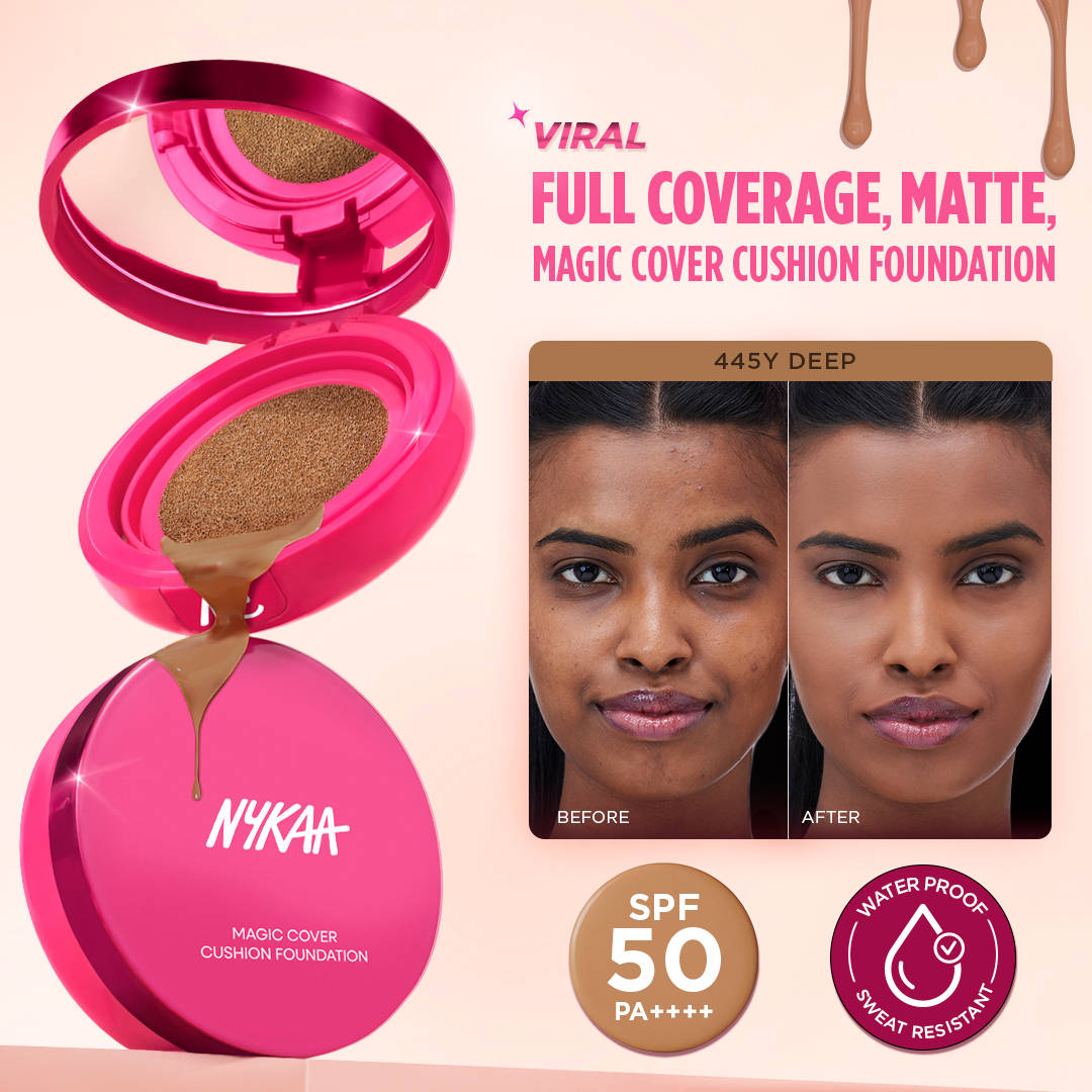Nykaa Cosmetics Magic Cover Full Coverage Matte Cushion Foundation with SPF 50 PA++++