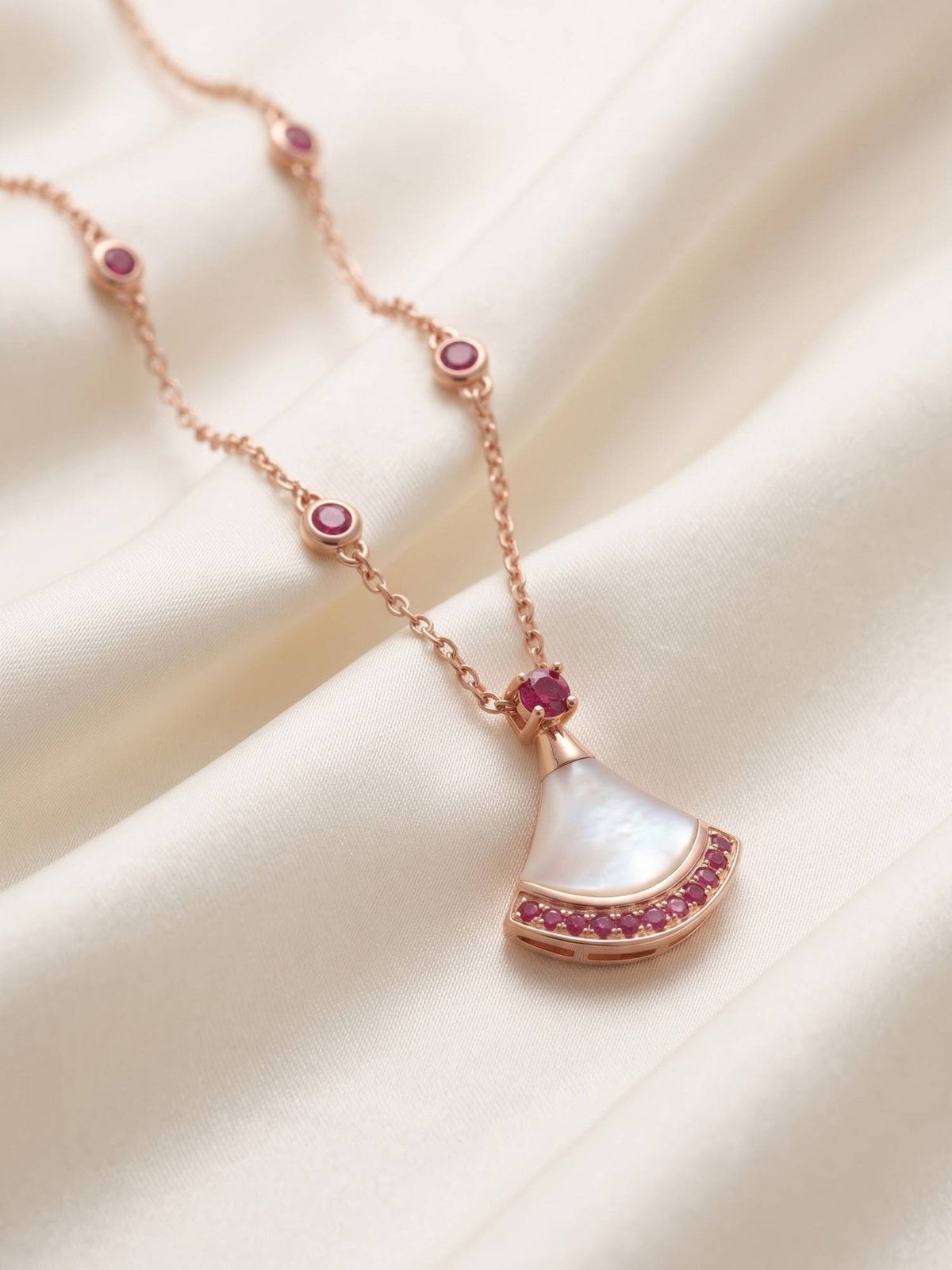 925 SILLER Women Pink Stones Rhodium Plated Necklaces