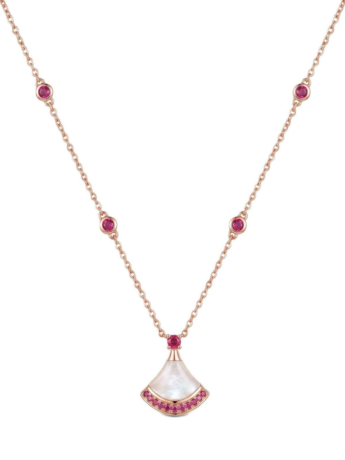 925 SILLER Women Pink Stones Rhodium Plated Necklaces