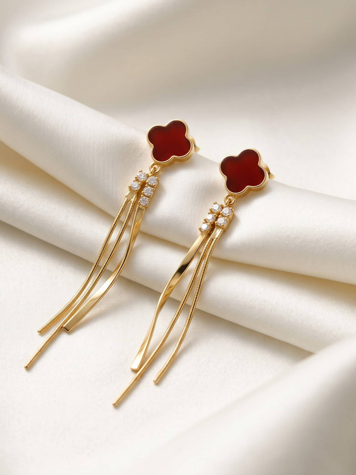 925 SILLER Women White Stones Rhodium Plated Earrings
