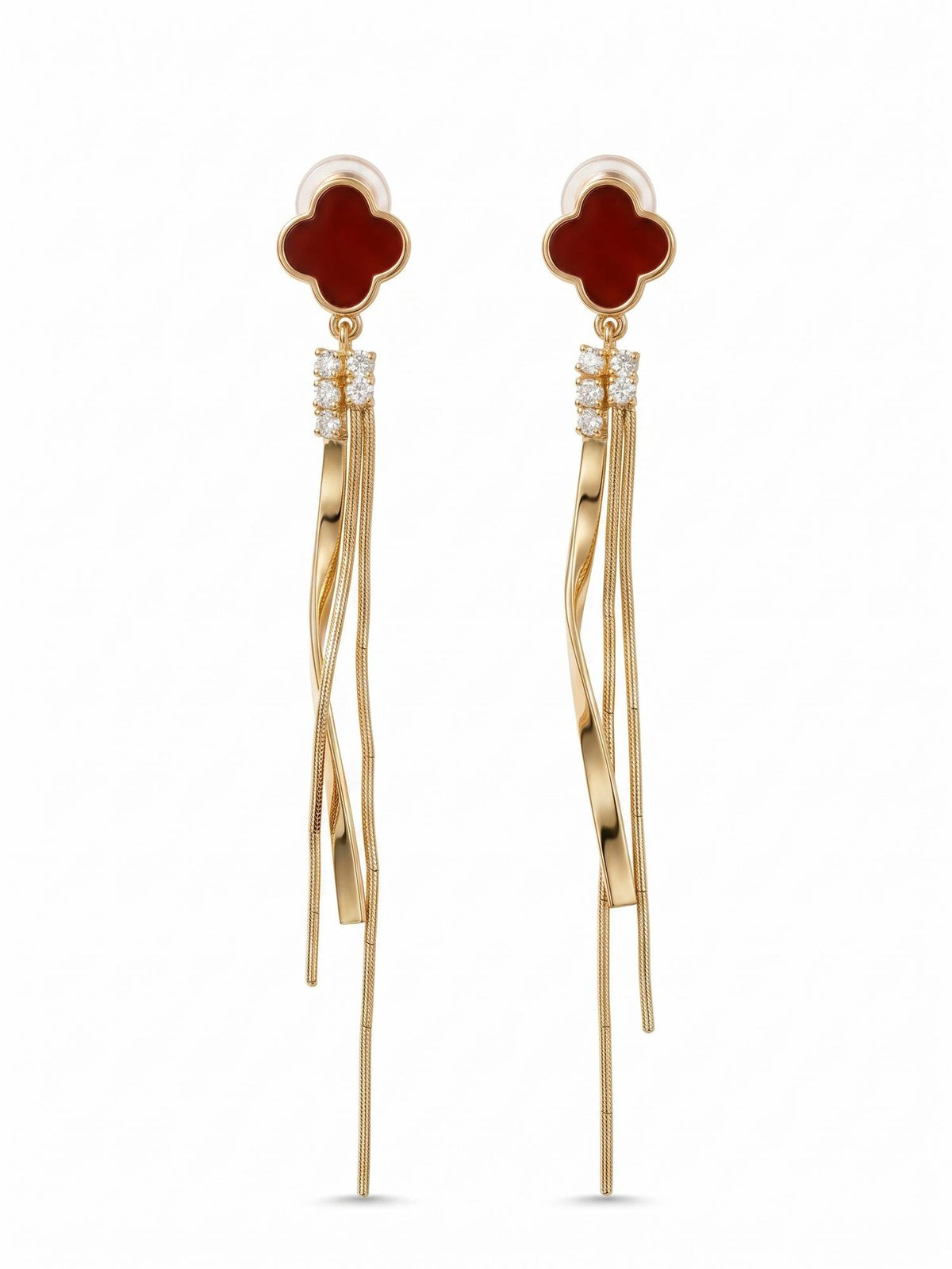 925 SILLER Women White Stones Rhodium Plated Earrings