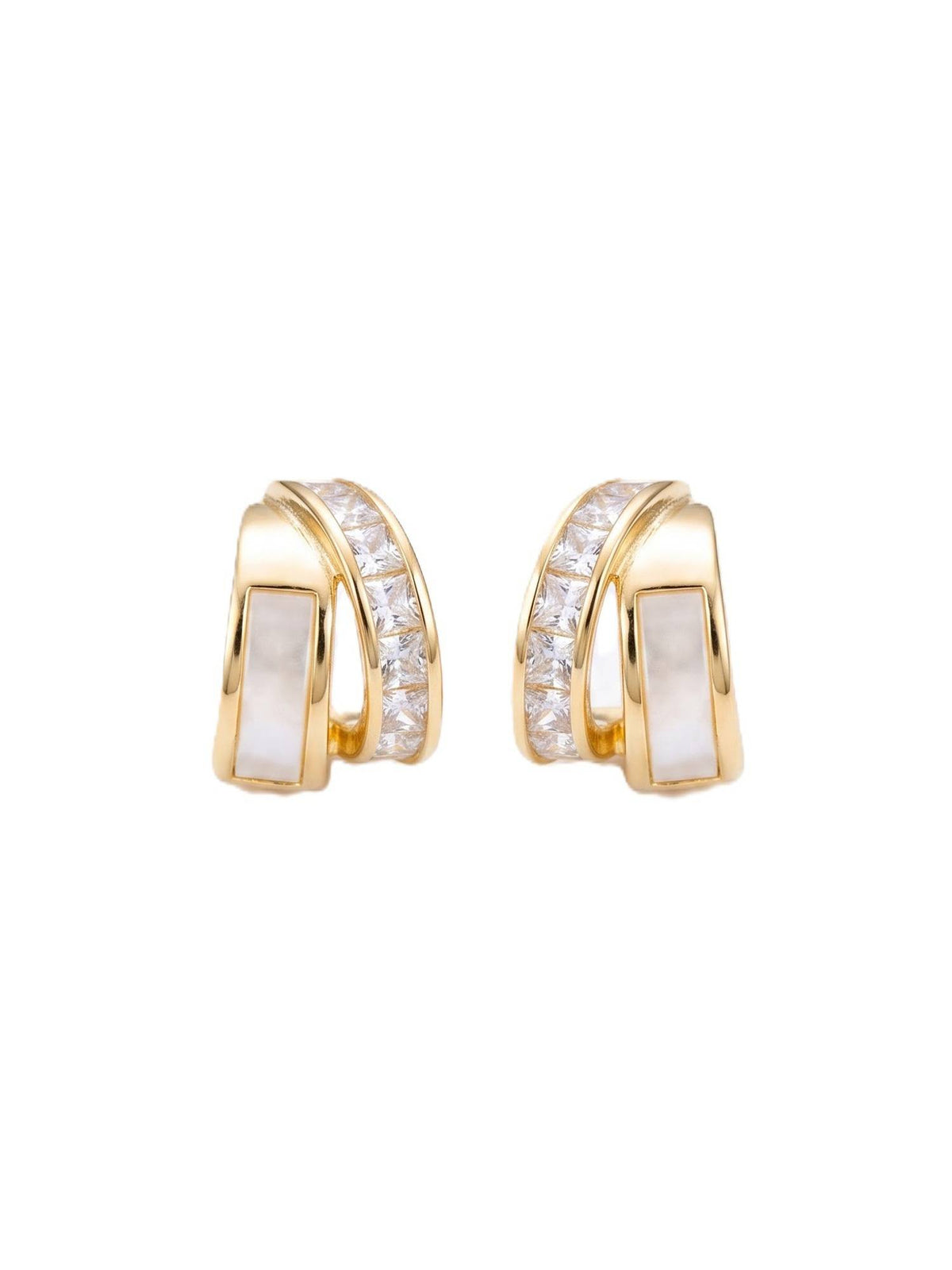 925 SILLER Women White Stones Rhodium Plated Earrings