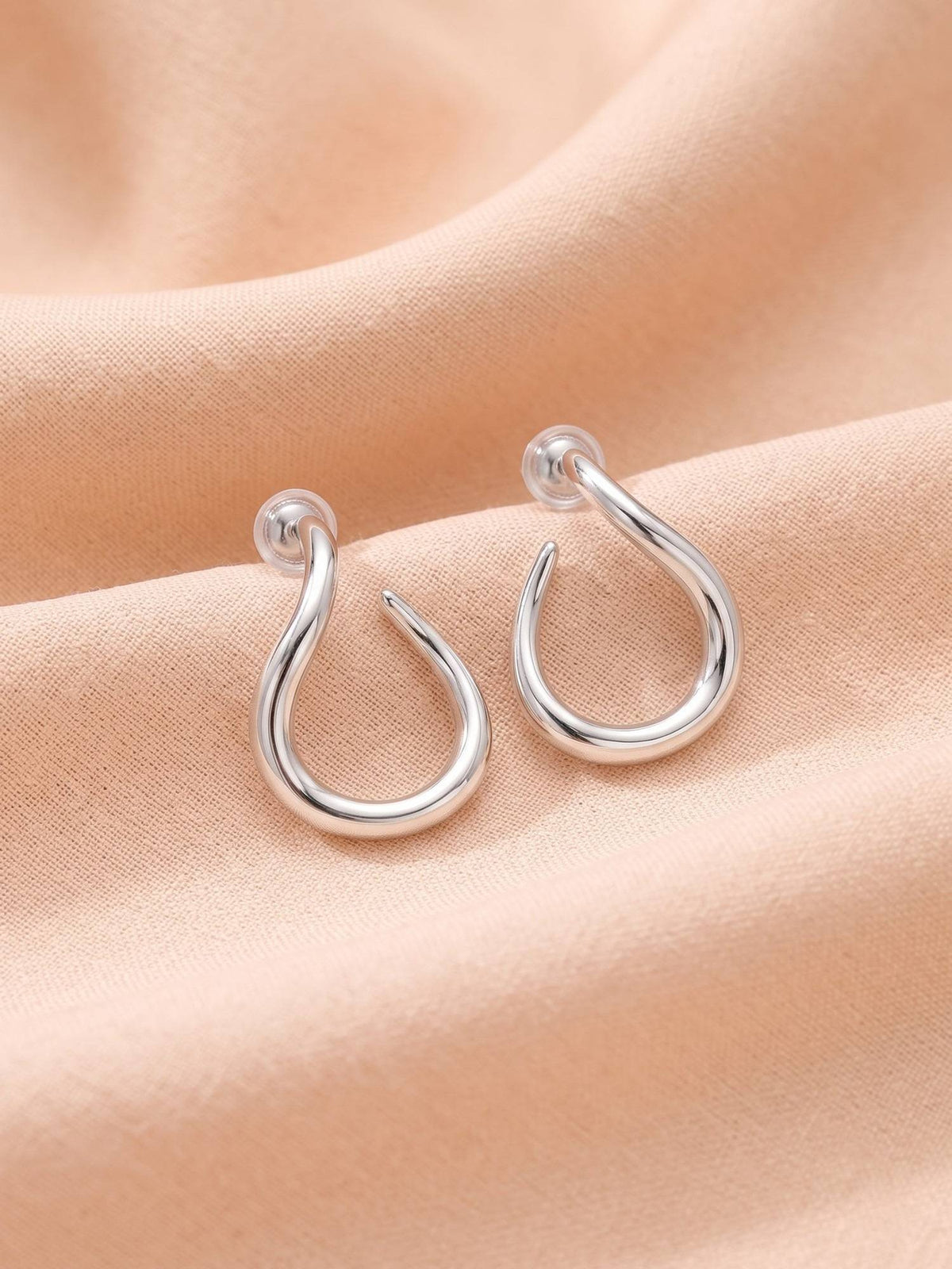 925 SILLER Women Silver Statement Rhodium Plated Earrings