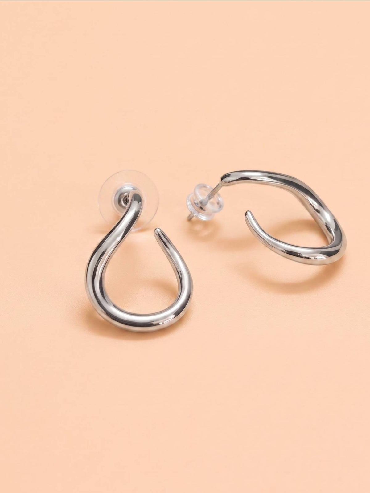 925 SILLER Women Silver Statement Rhodium Plated Earrings