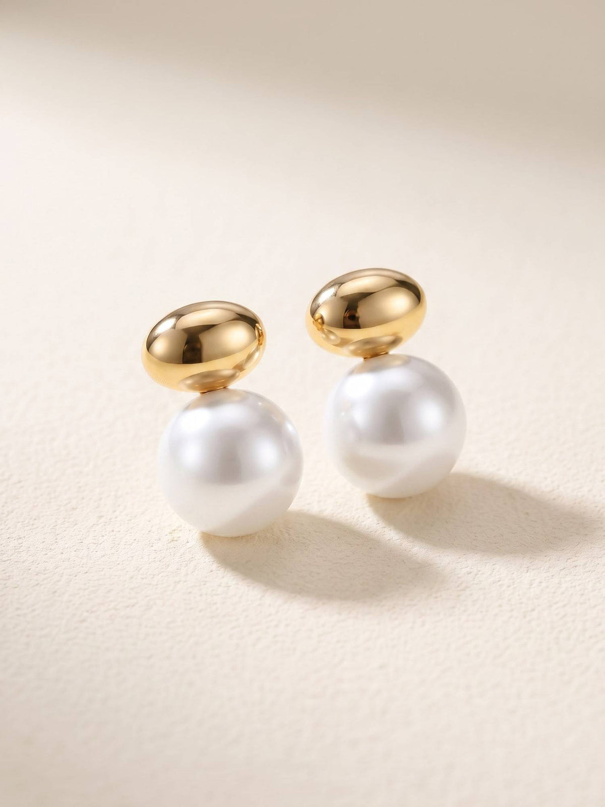 925 SILLER Women White Pearl Rhodium Plated Earrings