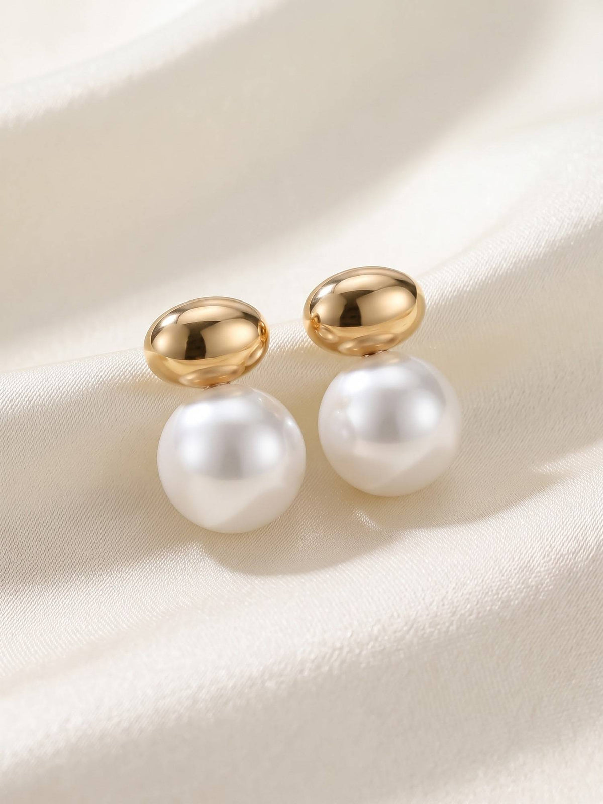 925 SILLER Women White Pearl Rhodium Plated Earrings