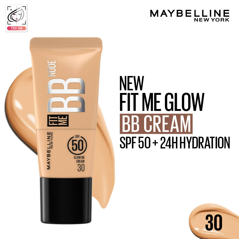 Maybelline New York Fit Me Glow BB Skin Tint, SPF 50, Niacinamide, Normal to Dry Skin - Shade 20 (25ml) · 20