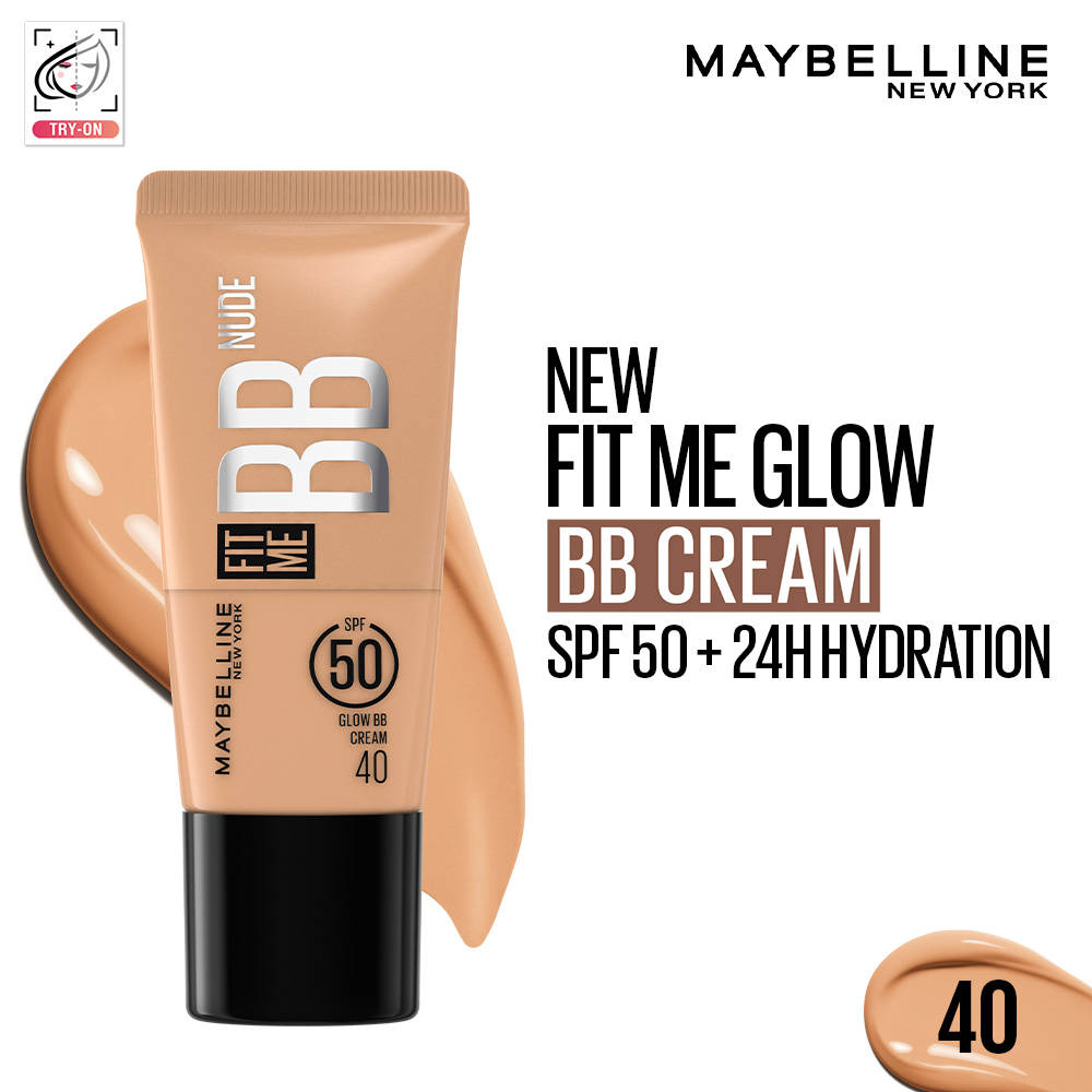 Maybelline New York Fit Me Glow BB Skin Tint, SPF 50, Niacinamide, Normal to Dry Skin - Shade 20 (25ml) · 20