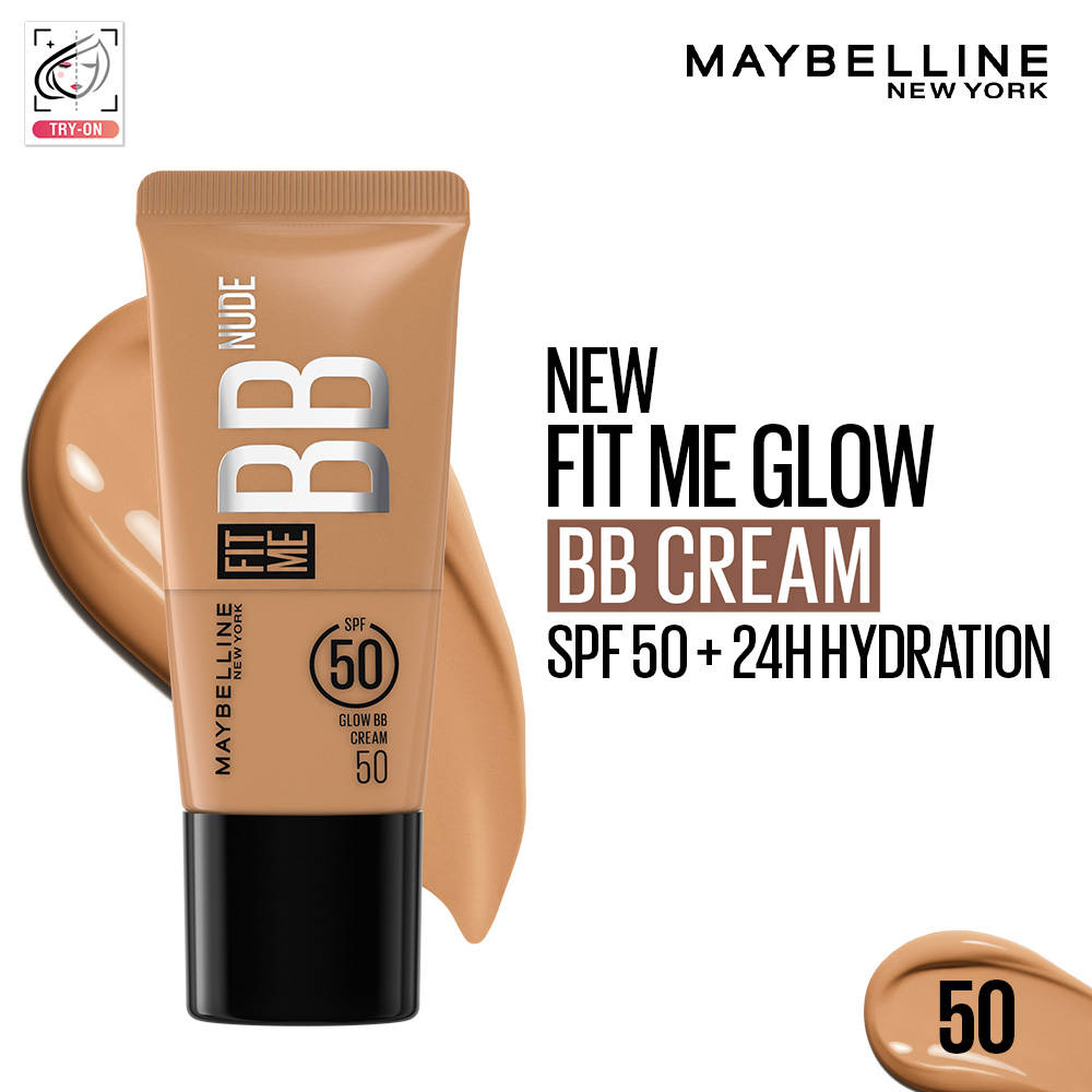 Maybelline New York Fit Me Glow BB Skin Tint, SPF 50, Niacinamide, Normal to Dry Skin - Shade 20 (25ml) · 20
