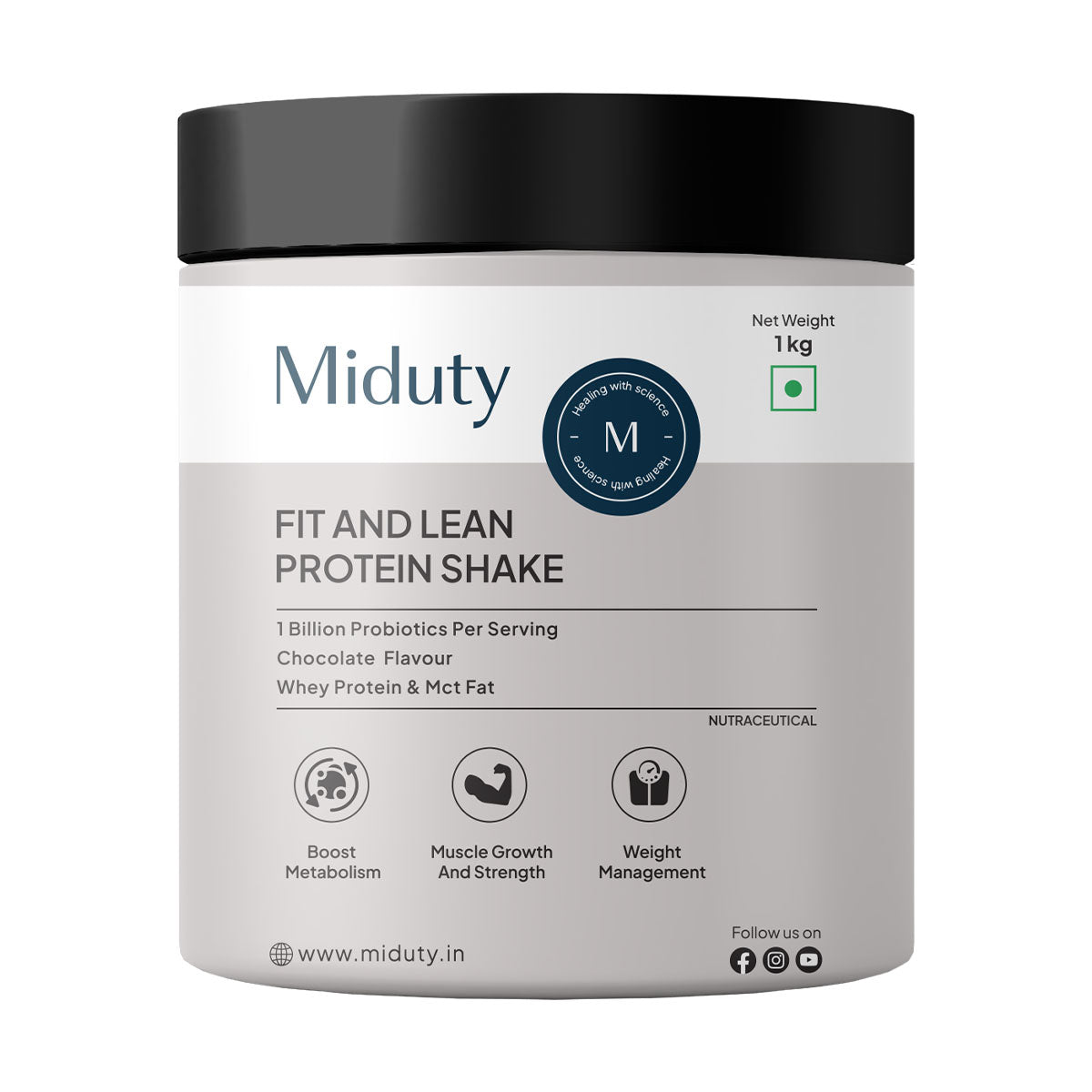 Miduty Fit & Lean Protein Shake | Whey Protein Powder 1 kg