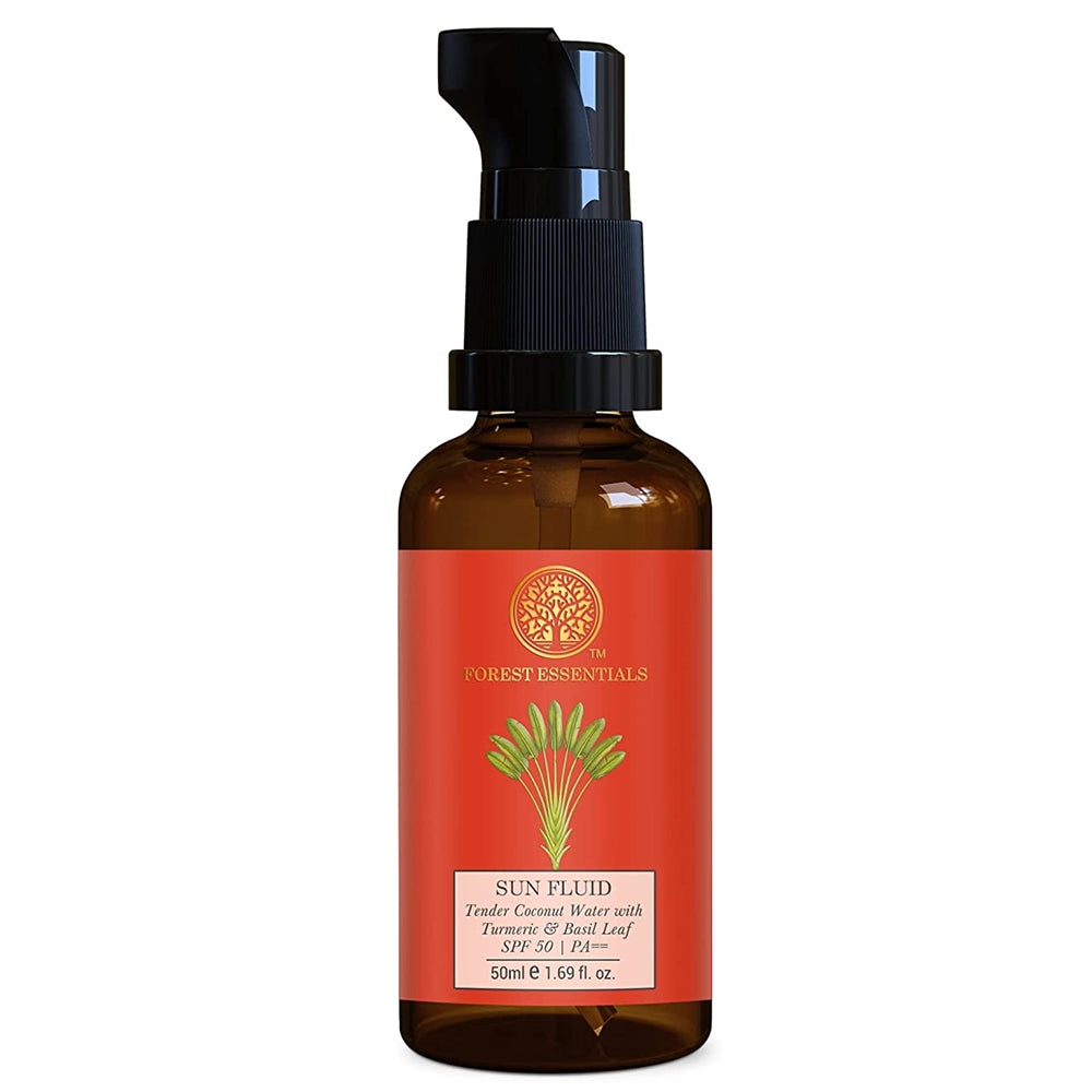Forest Essentials Sun Fluid Tender Coconut Water with Turmeric and Basil Leaf SPF 50 50 ml